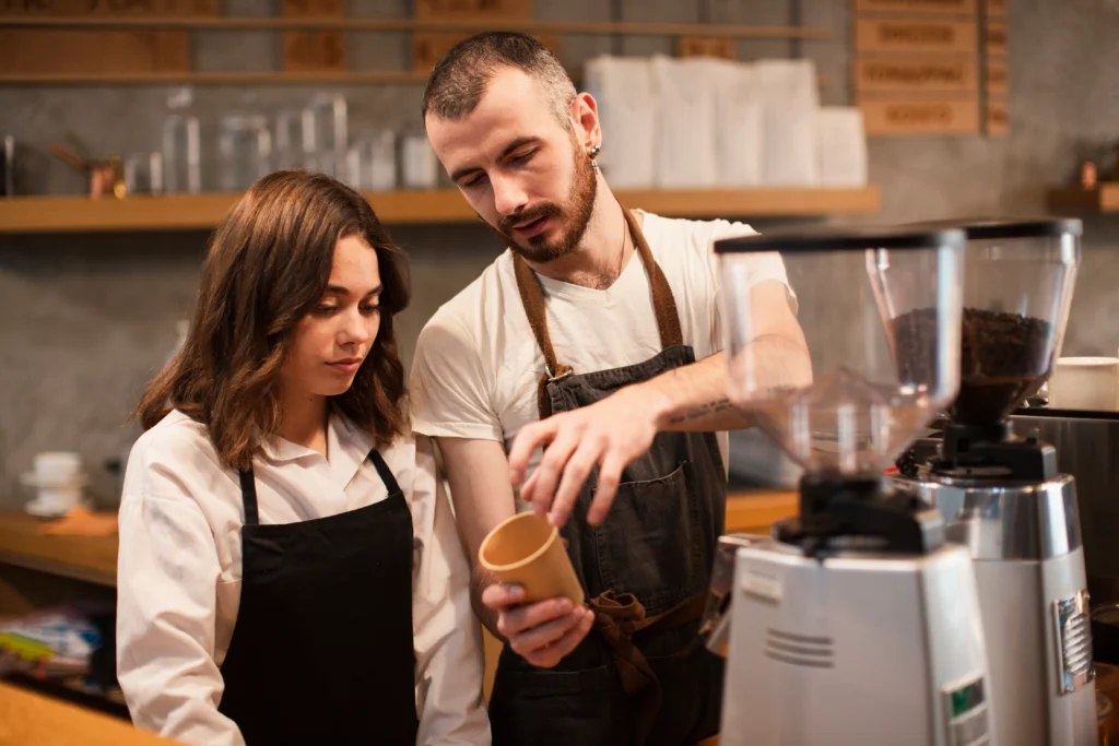 man and women doing barista course in dubai